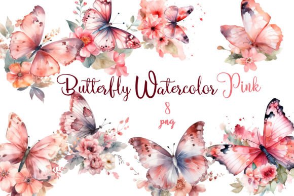 Download Pinc Watercolor Butterflies Sublimations - Premium Resources