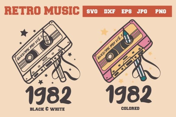 Download Retro Music, Awesome Mix Vol.1 1982 Svg - Retro music Collection
