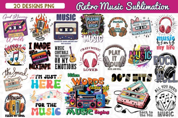 Download Retro Music Sublimation Bundle - Retro music Collection