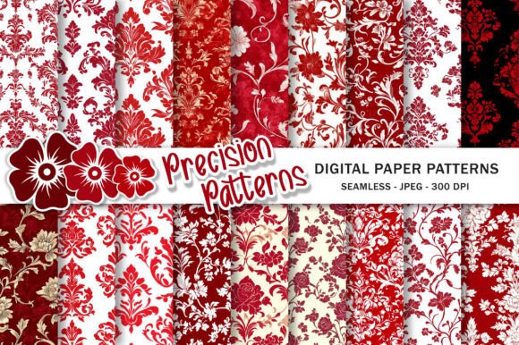 Download Red and White Floral Damask Scrapbooking - Scrapbooking Collection